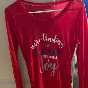 Brand new maternity long-sleeve Christmas graphic tee!